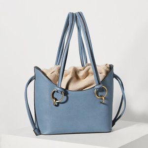 Anthropologie Blue and Beige Tote Bag